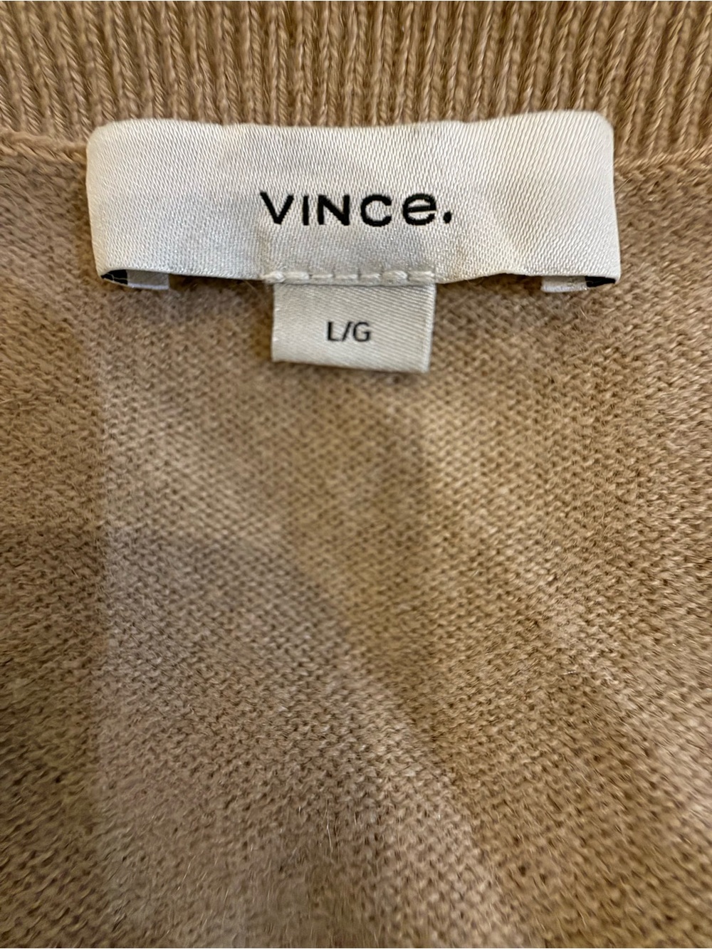 Vince Beige 100% Cashmere V-Neck Sweater - Picture 3 of 4